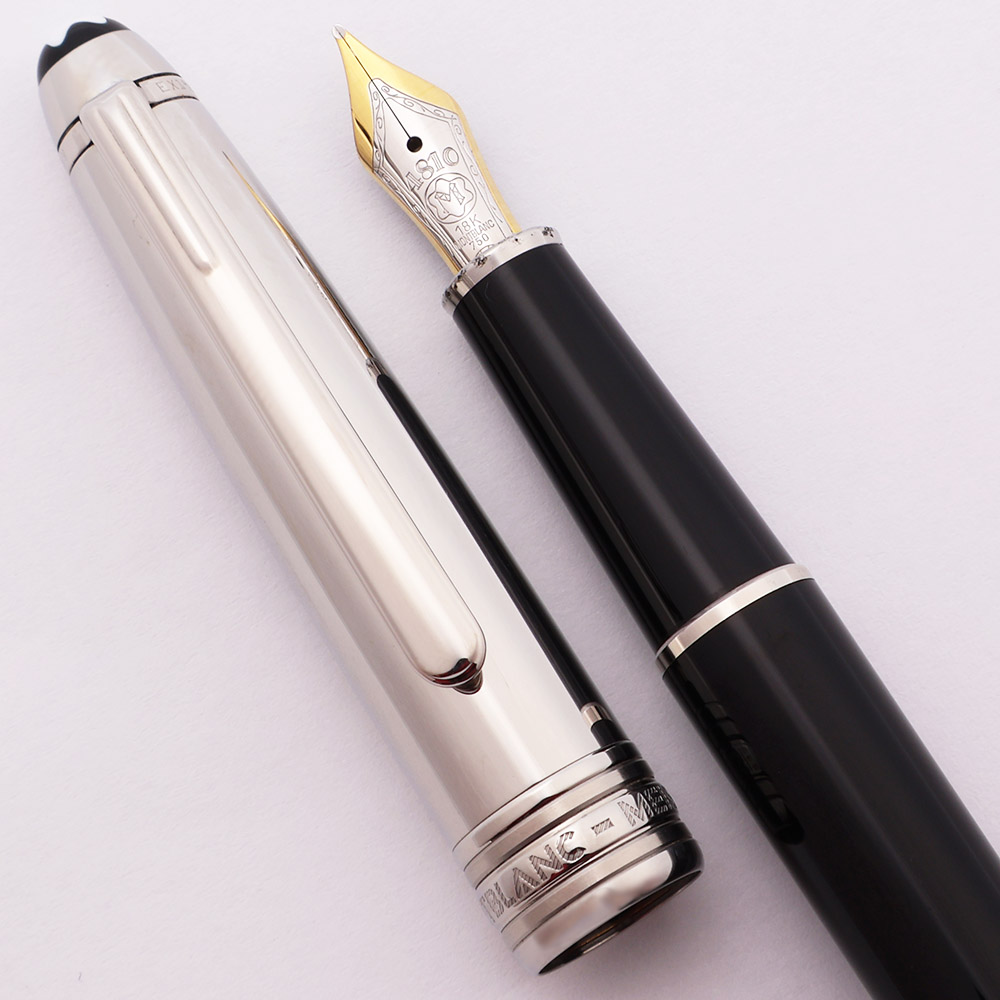 Montblanc 144 Solitaire Doue Steel Cap Fountain Pen 18k Medium Nib Excellent Works Well Peyton Street Pens